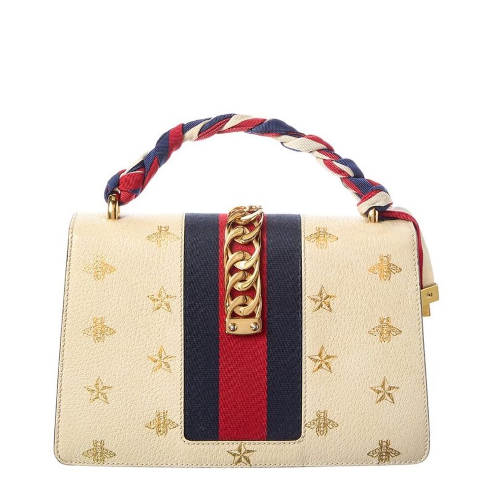 Gucci White Calfskin Leather Bee Star Print Small Sylvie Shoulder Bag
(Authentic - Picture 2 of 5